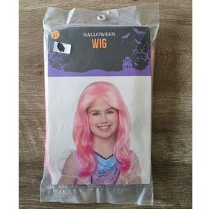 Kids Pink Ombre Costume Wig Long Wavy Synthetic Hair Halloween Meijer Ages 3+